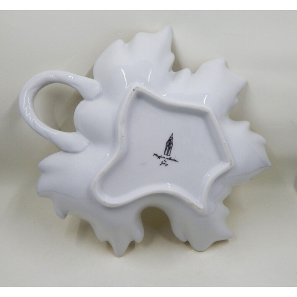 Mayfair Collection By Jay Ceramic Maple Leaf Shaped Floral Dish Nappy Candy Bowl - Picture 6 of 10